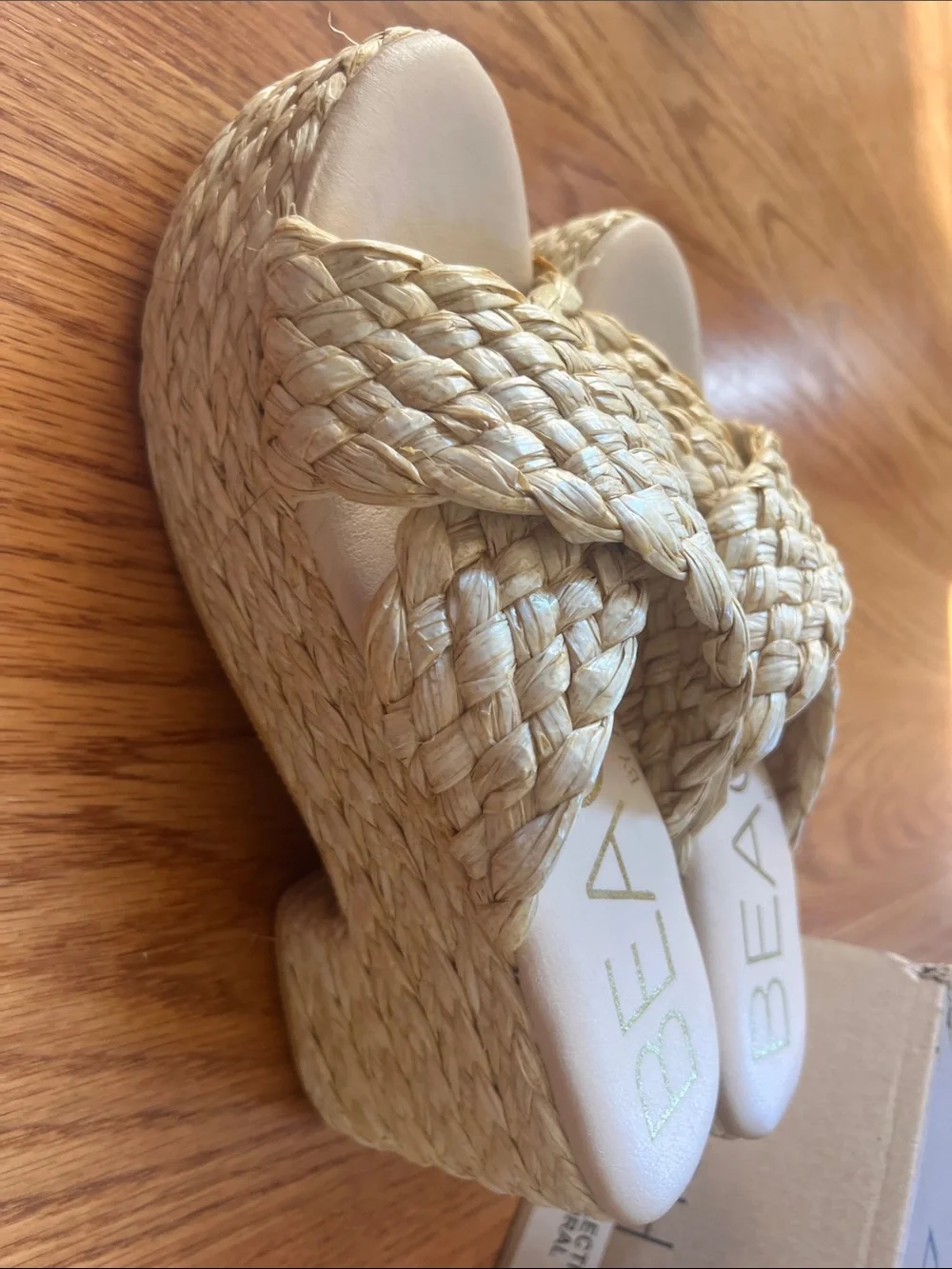 Beach by Matisse Natural Woven Rafia Braided Platform Slide Sandals 7 New in Box - Picture 5 of 8